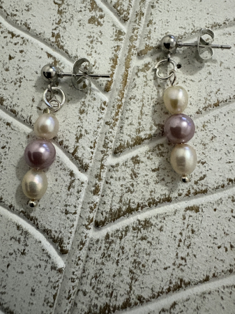 Cercei Perle Crem și Roz Mallorca [1]