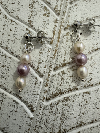 Perle - Cercei Perle Crem și Roz Mallorca