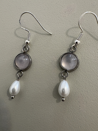 Cercei cuart roz perla [1]