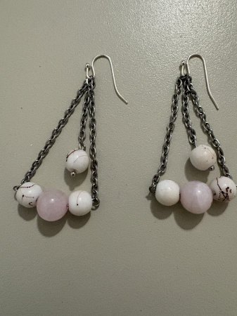 Cuart roz - Cercei Cuart roz și Jasp lanț