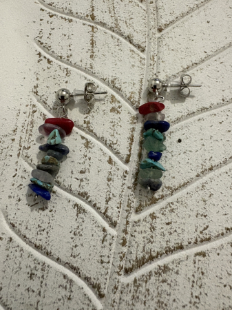 Cercei lapis lazuli turcoaz aventurin coral handmade [1]