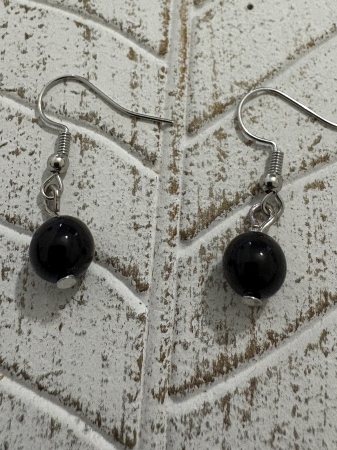 Tortițe tip cârlig (hook) - Cercei Onix Negru