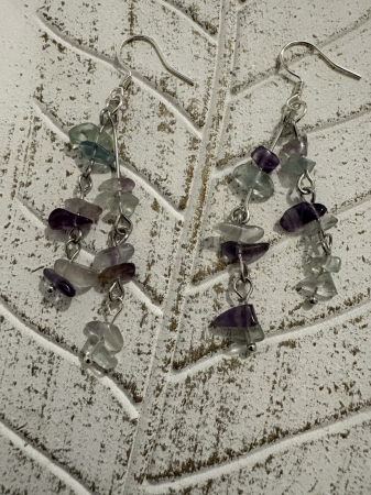 Tortițe tip cârlig (hook) - cercei-fluorit--multicolor