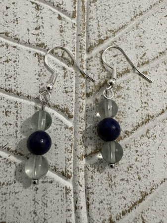 Cercei Fluorit și Lapis Lazuli – bijuterii handmade pentru claritate și comunicare