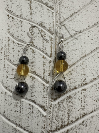 Tortițe tip cârlig (hook) - cercei-hematit-citrin