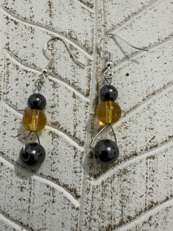 Citrin - cercei-hematit-citrin