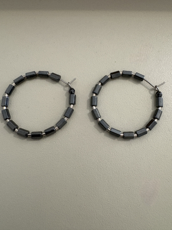 Cercei hematit argint