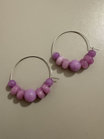 Kunzit - cercei-hoops-kunzit-ametist-lepidolit-cm528
