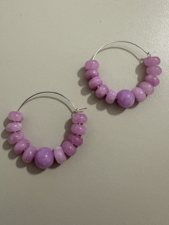 Kunzit - cercei-hoops-kunzit-ametist-liliac-cm527