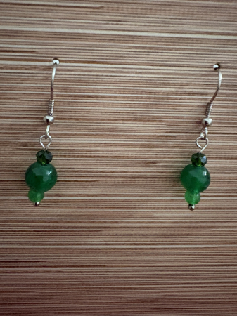 Tortițe tip cârlig (hook) - cercei jad verde cristale