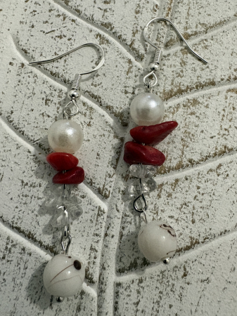 Coral - Cercei Jasp, Cuart Alb și Coral – bijuterii handmade de protecție și renaștere