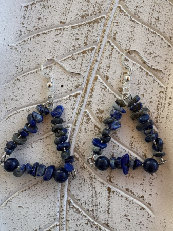 Cercei rotunzi - Cercei Lapis Lazuli Chips