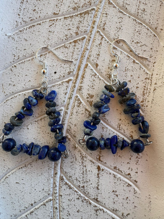 Lapis lazuli - Cercei Lapis Lazuli chips și mărgele naturale