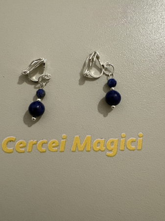 Cercei clips - cercei lapis lazuli clips
