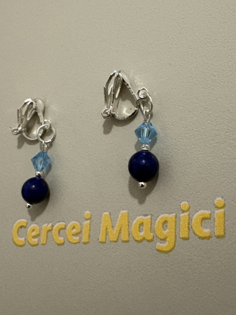 Cercei cu cristale Preciosa și Swarovski –  Otel inoxidabil - cercei lapis lazuli clips
