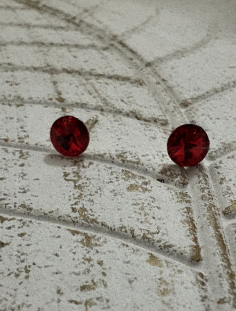 Rosu - Cercei Light Siam Rivoli Preciosa Swarovski – Argint 925