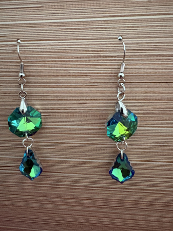 Tortițe tip cârlig (hook) - cercei verzi lungi