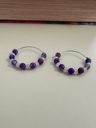 cercei agat cuart roz