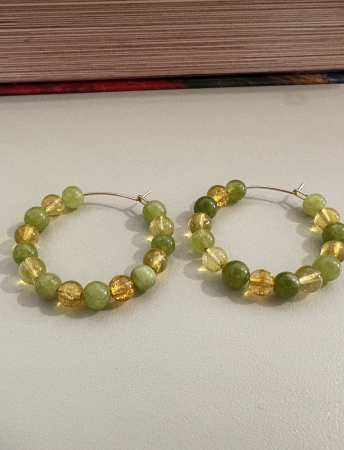 Citrin - cercei citrin peridot hoops