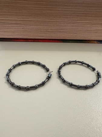 Gri - cercei hematit hoops