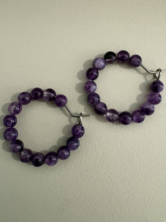 Ametist - cercei hoops ametist