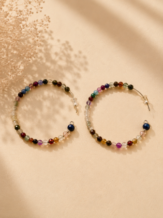 Produse - cercei hoops lapis lazuli turmalina colorata