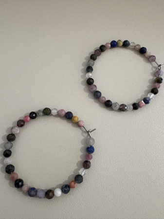 Gri - cercei hoops lapis lazuli turmalina colorata