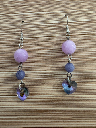 Tortițe - cercei inima ametist mov