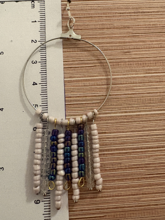 Cercei rotunzi cu mărgele mov și  albastru stil boho chic [2]