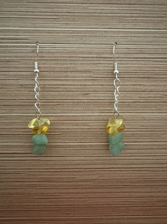 Cercei handmade cu lanț și pietre naturale de aventurin și citrin, creați pentru noroc, prosperitate și echilibru energetic. Bijuterie feminină cu vibrație pozitivă. [1]