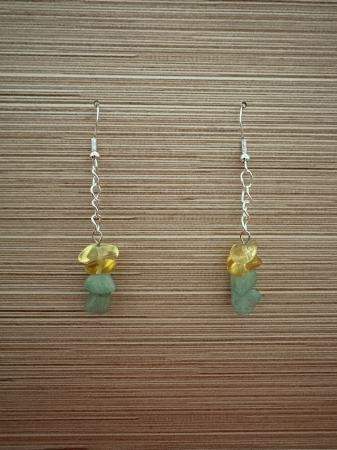 Cercei handmade cu lanț și pietre naturale de aventurin și citrin, creați pentru noroc, prosperitate și echilibru energetic. Bijuterie feminină cu vibrație pozitivă. [2]