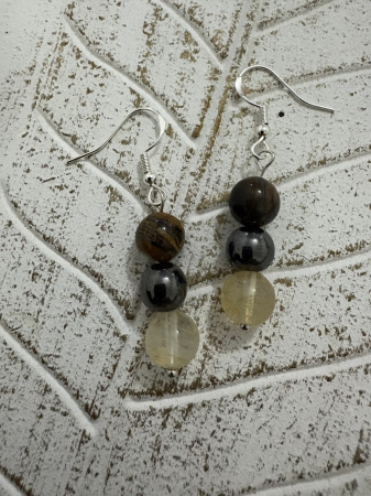 5.  Colecția Curaj & Expresie - Cercei magici ochi de tigru citrin si hematit