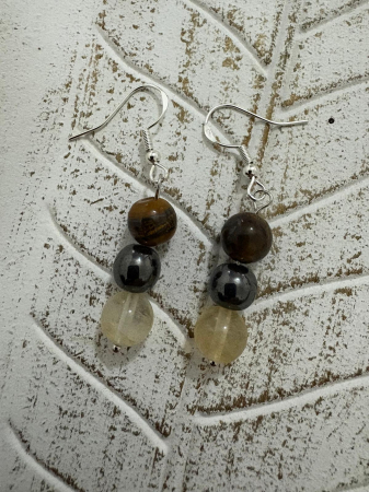 Culoare - Cercei magici ochi de tigru citrin si hematit