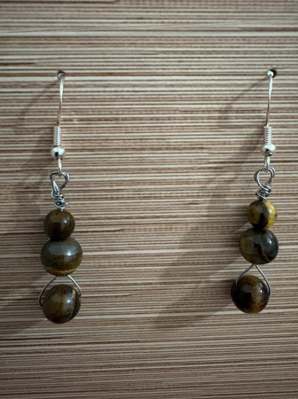 Tortițe tip cârlig (hook) - cercei ochi de tigru dama