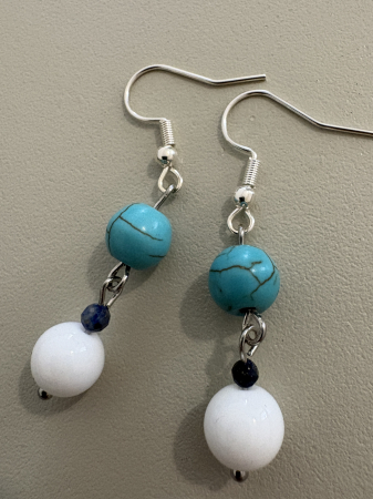 7. Chakra Coroanei - Centrul Cunoasterii Spirituale - Sahasrara - Cercei onix alb lapis turcoaz