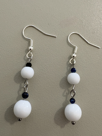 Lapis lazuli - Cercei onix alb lapis