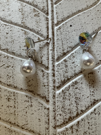 Cabochon - Cercei Perlă și Cabochon cristal