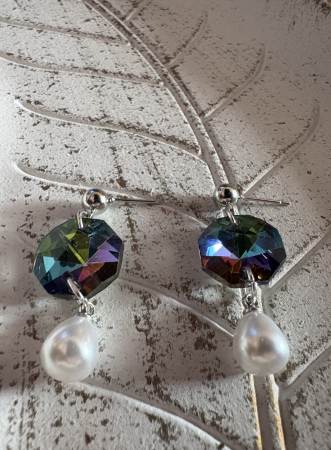 Cabochon - Cercei Perlă și Cabochon Blue