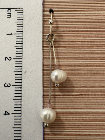  Cercei perle naturale de cultura si turmalină roz Bijuterii handmade elegante [2]