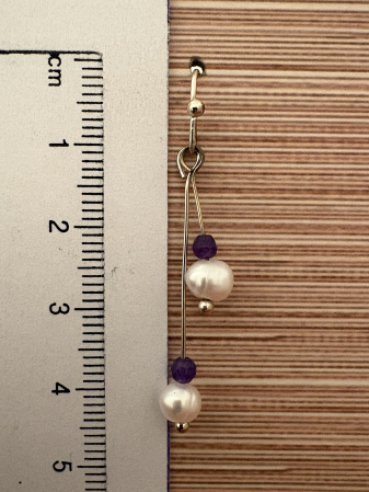  Cercei perle naturale  si agat mov Bijuterii handmade elegante [3]