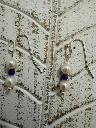  Cercei perle naturale  si agat mov Bijuterii handmade elegante [3]