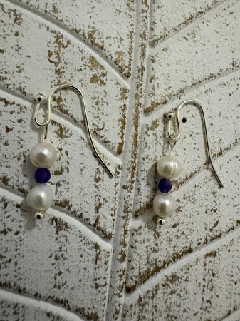  Cercei perle naturale  si agat mov Bijuterii handmade elegante [2]