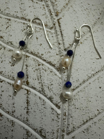 Produse -  Cercei perle naturale  si lapis lazuli Bijuterii handmade elegante