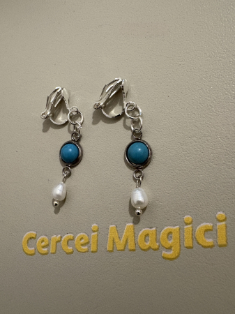 Perle naturale de cultura - cercei turcoaz perle clips