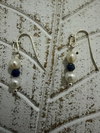 Produse -  Cercei perle naturale de cultura si lapis lazuli Bijuterii handmade elegante