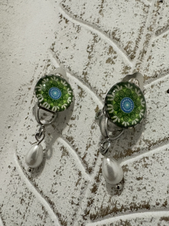 Cercei perle mandala clips handmade [2]
