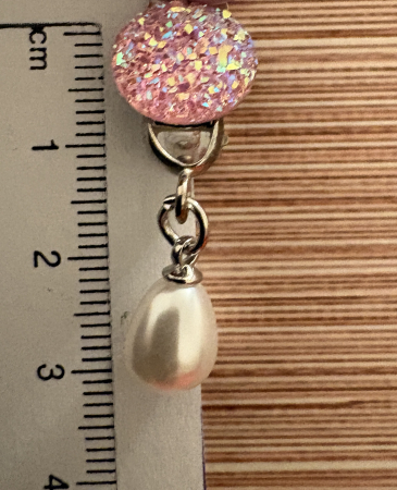 Cercei perle cabochon roz clips handmade [3]