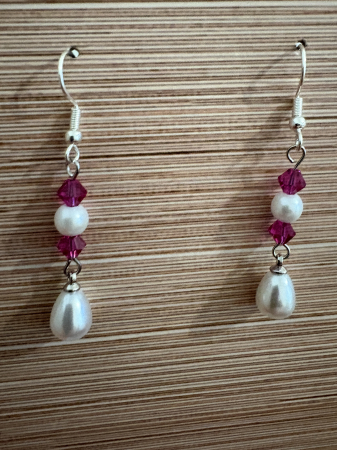 Cercei perle și cristale fucsia - eleganță feminină [2]