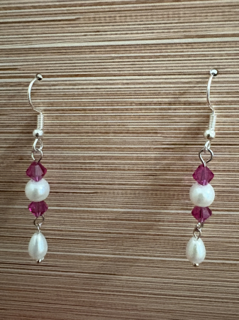 Tortițe tip cârlig (hook) - cercei perle fucsia