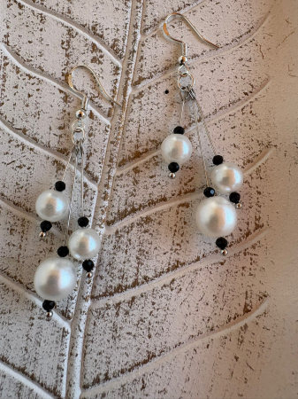 Produse -  Cercei triunghi turmalină multicoloră și perle – Bijuterii handmade elegante